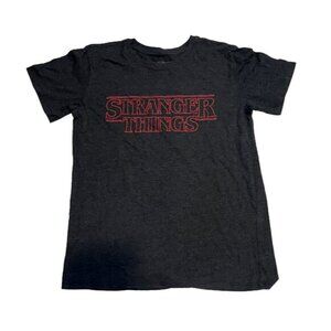 Gray and Red Stranger Things Basic Graphic Tee